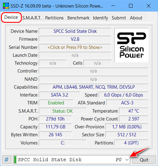  Диагностика SSD-диска программой SSD-Z 