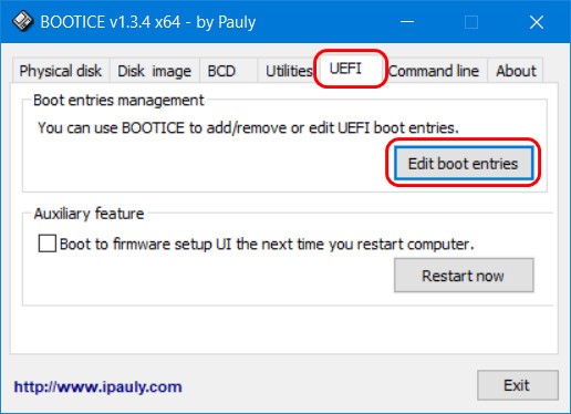  Оперативный вход в BIOS UEFI с помощью утилиты Bootice 