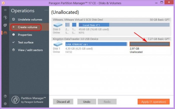  Как создать на флешке с FAT32 раздел с NTFS программой Paragon Hard Disk Manager 17 