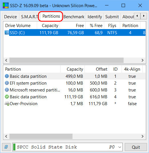  Диагностика SSD-диска программой SSD-Z 